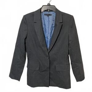 Antonio Melani Career Preppy Women Gray One Button Blazer Stitched Detail Size 8